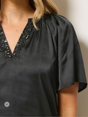 Long Tall Sally Black Satin Sequin Top - Image 4 of 6