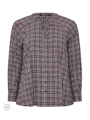 Yours Curve Blue Check Button Through Tie Top - Image 6 of 7
