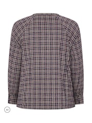 Yours Curve Blue Check Button Through Tie Top - Image 7 of 7