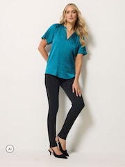 Long Tall Sally Blue Satin Sequin Top - Image 2 of 10