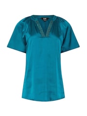 Long Tall Sally Blue Satin Sequin Top - Image 9 of 10