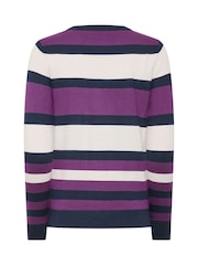 M&Co Purple Petite Stripe Crew Neck Jumper - Image 6 of 6