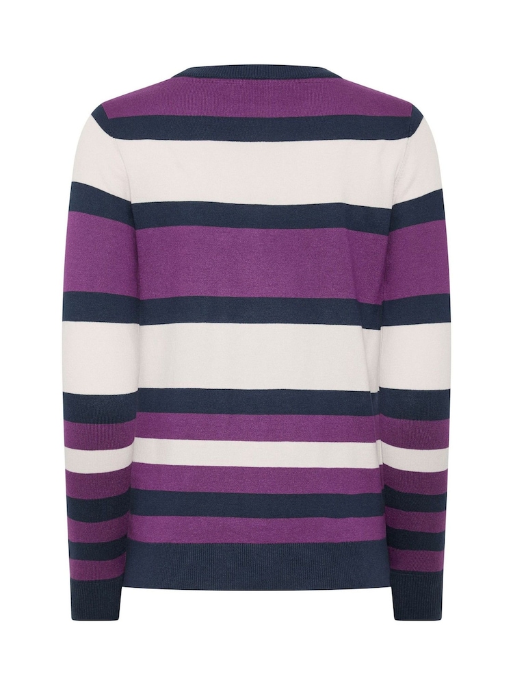 M&Co Purple Petite Stripe Crew Neck Jumper - Image 6 of 6 M&Co Purple Petite Stripe Crew Neck Jumper - Image 6 of 6