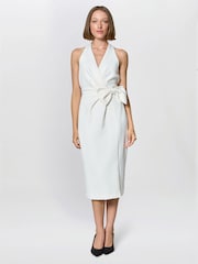 Gina Bacconi White Elliana Bow Detail Midi Dress - Image 1 of 6