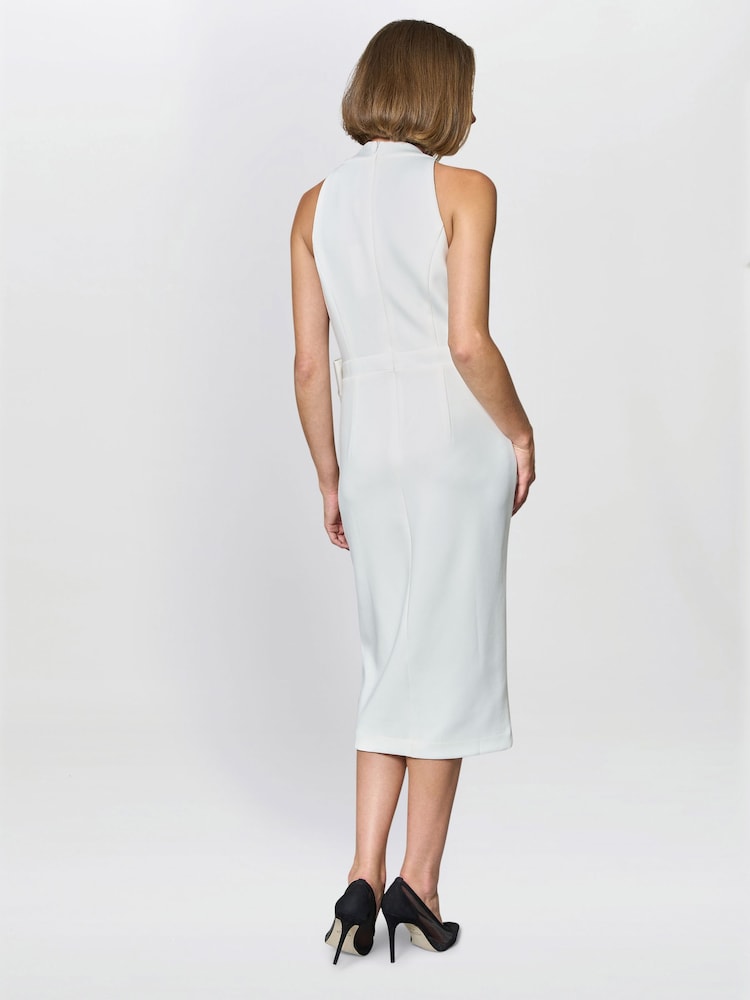 Gina Bacconi White Elliana Bow Detail Midi Dress - Image 2 of 6