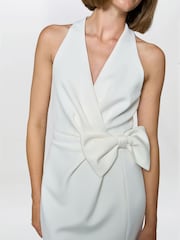 Gina Bacconi White Elliana Bow Detail Midi Dress - Image 4 of 6