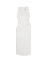 Gina Bacconi White Elliana Bow Detail Midi Dress - Image 6 of 6