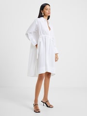 French Connection White 100% Cotton Rhodes Sust Poplin Shirt Dress - Image 1 of 4