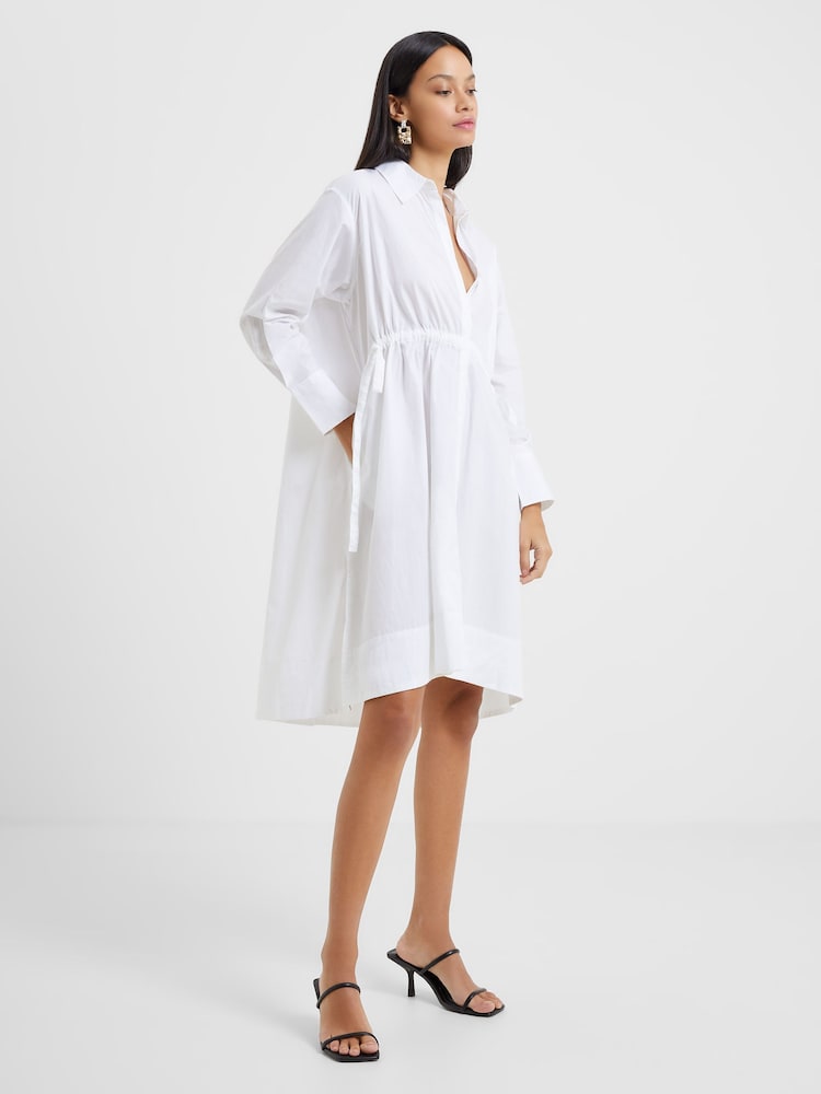 French Connection White 100% Cotton Rhodes Sust Poplin Shirt Dress - Image 1 of 4