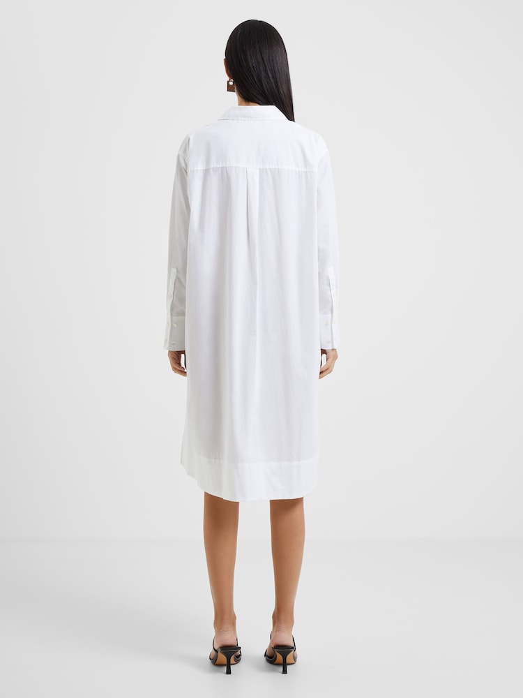 French Connection White 100% Cotton Rhodes Sust Poplin Shirt Dress - Image 2 of 4