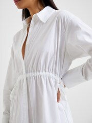 French Connection White 100% Cotton Rhodes Sust Poplin Shirt Dress - Image 3 of 4