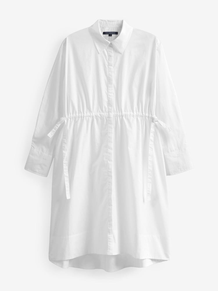 French Connection White 100% Cotton Rhodes Sust Poplin Shirt Dress - Image 4 of 4