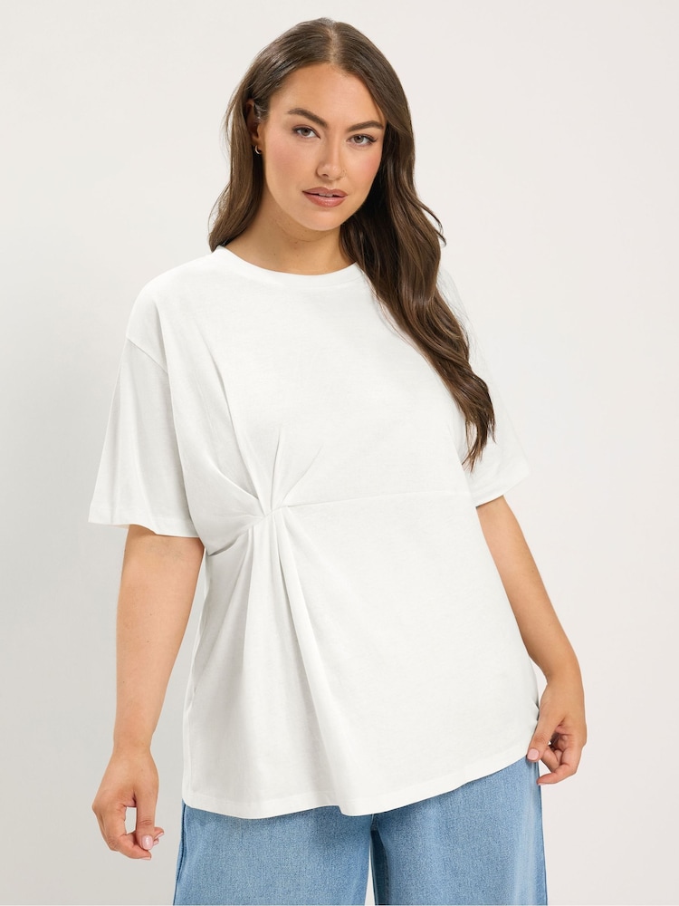 Yours Curve White Twist Front T-Shirt - Image 1 of 6 Yours Curve White Twist Front T-Shirt - Image 1 of 6