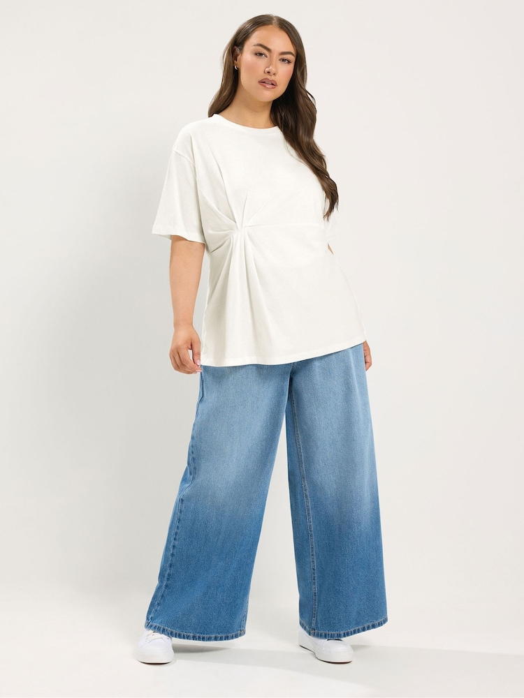Yours Curve White Twist Front T-Shirt - Image 2 of 6 Yours Curve White Twist Front T-Shirt - Image 2 of 6