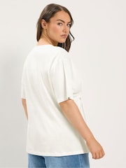 Yours Curve White Twist Front T-Shirt - Image 3 of 6