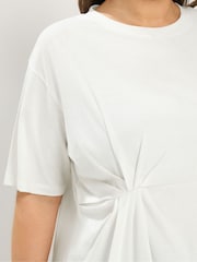 Yours Curve White Twist Front T-Shirt - Image 4 of 6