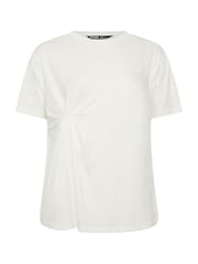 Yours Curve White Twist Front T-Shirt - Image 5 of 6