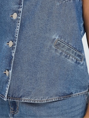 Yours Curve Blue Denim Button Waistcoat - Image 4 of 6