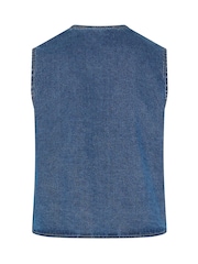 Yours Curve Blue Denim Button Waistcoat - Image 6 of 6