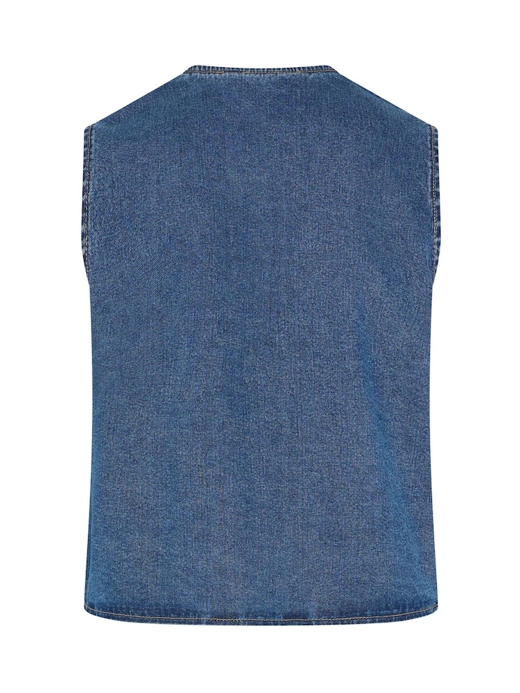 Yours Curve Blue Denim Button Waistcoat - Image 6 of 6 Yours Curve Blue Denim Button Waistcoat - Image 6 of 6