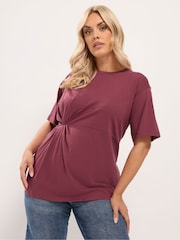 Yours Curve Red Twist Front T-Shirt - Image 1 of 6