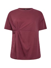 Yours Curve Red Twist Front T-Shirt - Image 5 of 6