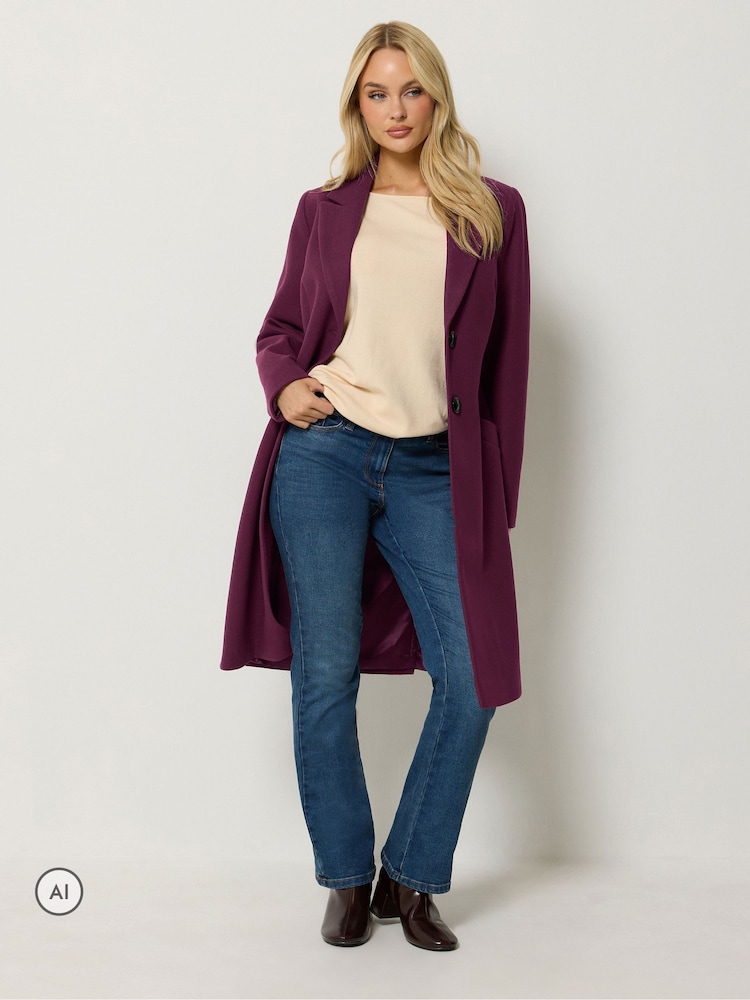 M&Co Purple Button Tailored Coat - Image 1 of 6 M&Co Purple Button Tailored Coat - Image 1 of 6