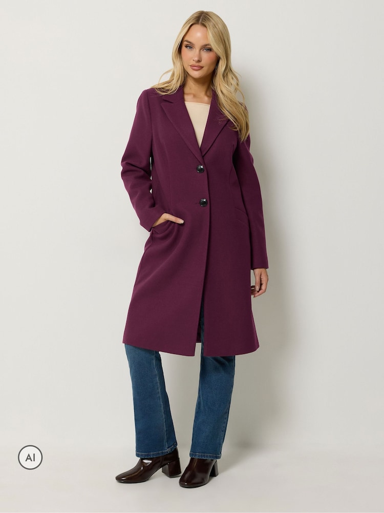 M&Co Purple Button Tailored Coat - Image 2 of 6 M&Co Purple Button Tailored Coat - Image 2 of 6