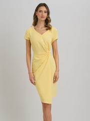 Gina Bacconi Yellow Peggy Short Faux Wrap V-Neck Dress - Image 1 of 6