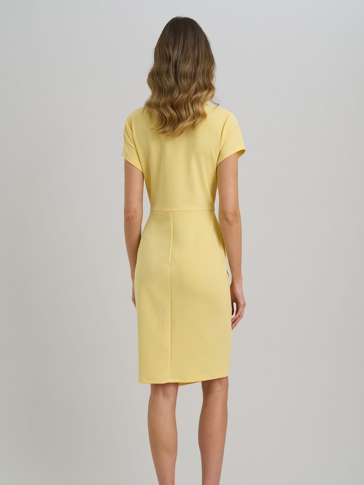Gina Bacconi Yellow Peggy Short Faux Wrap V-Neck Dress - Image 2 of 6