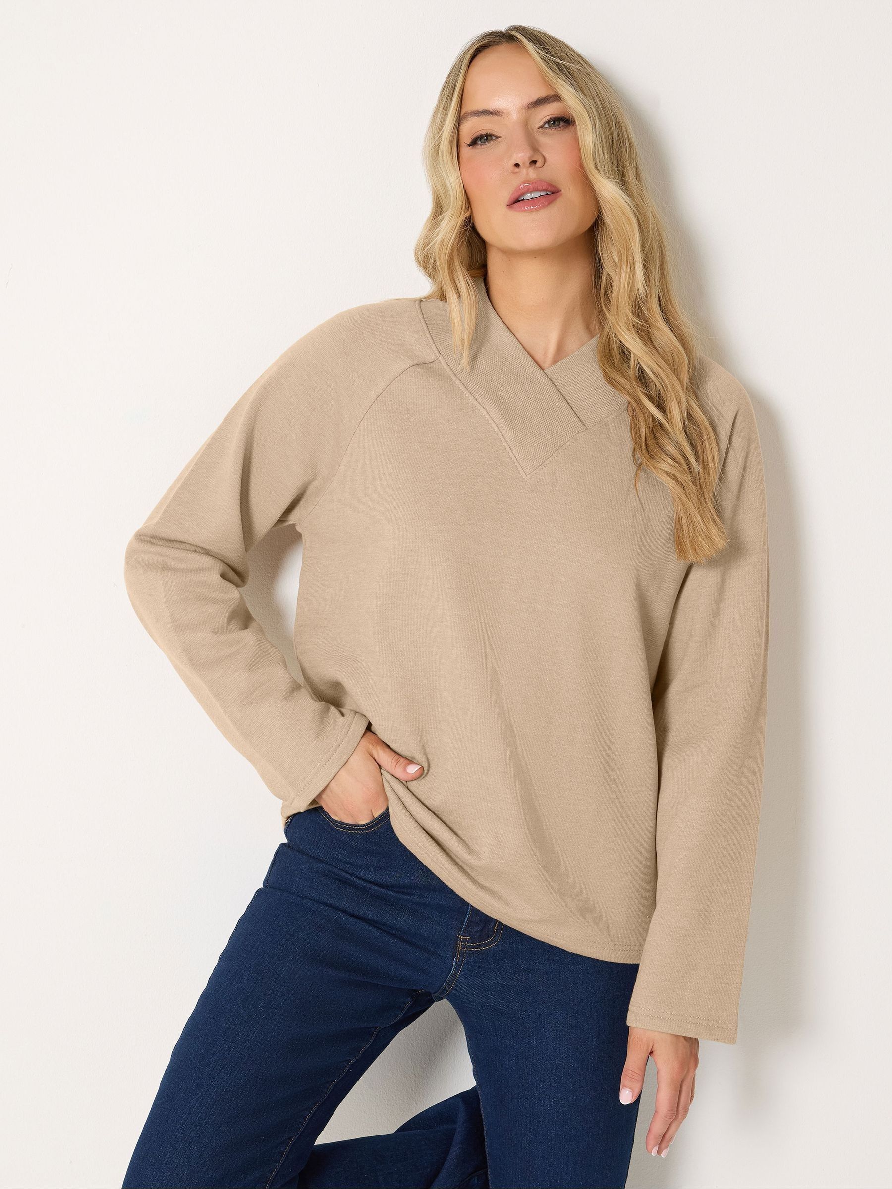 Long Tall Sally Women's Natural Tall V-Neck Sweatshirt In | : Size 8 - Image 4