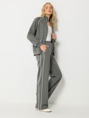 Long Tall Sally Grey Pipe Detail Quarter Zip Sweatshirt - Image 3 of 7
