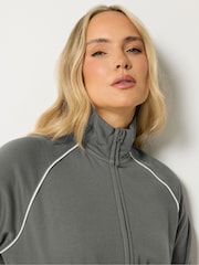 Long Tall Sally Grey Pipe Detail Quarter Zip Sweatshirt - Image 4 of 7
