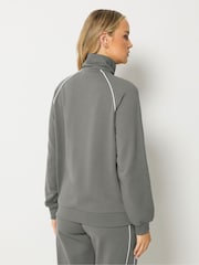 Long Tall Sally Grey Pipe Detail Quarter Zip Sweatshirt - Image 5 of 7