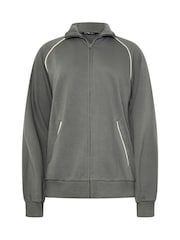 Long Tall Sally Grey Pipe Detail Quarter Zip Sweatshirt - Image 6 of 7
