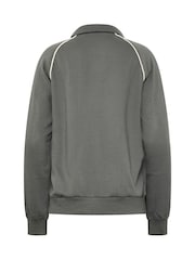 Long Tall Sally Grey Pipe Detail Quarter Zip Sweatshirt - Image 7 of 7