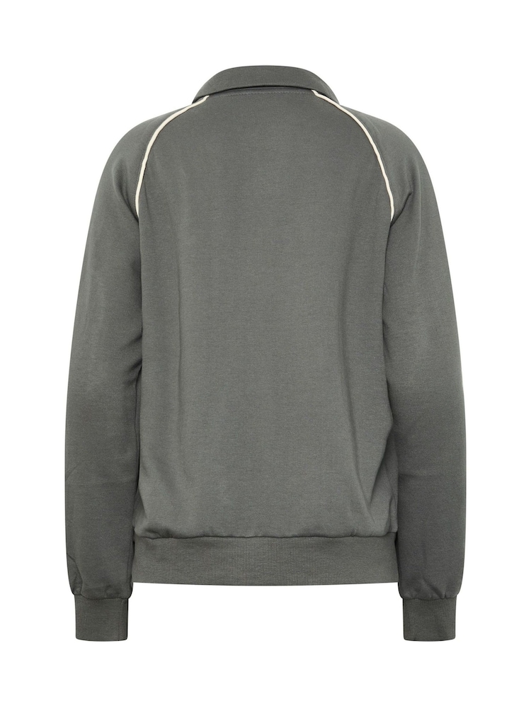 Long Tall Sally Grey Pipe Detail Quarter Zip Sweatshirt - Image 7 of 7