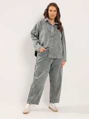 Gris - Chemise en denim Yours Curve - Image 2 sur 6