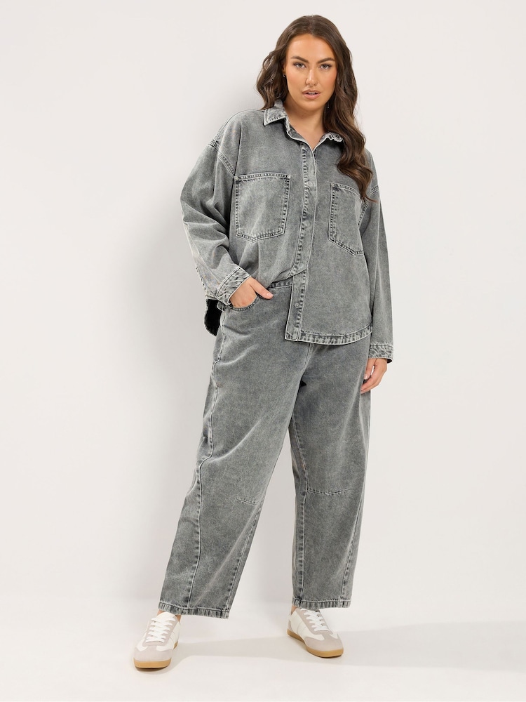Gris - Chemise en denim Yours Curve - Image 2 sur 6