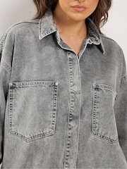 Gris - Chemise en denim Yours Curve - Image 4 sur 6