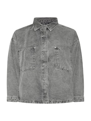 Gris - Chemise en denim Yours Curve - Image 5 sur 6