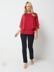 M&Co Red Chiffon Cape Top - Image 2 of 5