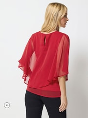 M&Co Red Chiffon Cape Top - Image 3 of 5