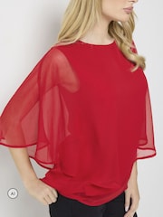 M&Co Red Chiffon Cape Top - Image 4 of 5