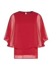 M&Co Red Chiffon Cape Top - Image 5 of 5