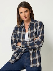 Mavi - Long Tall Sally Check Print Cotton Shirt - 7şəkildən 1 şəkil