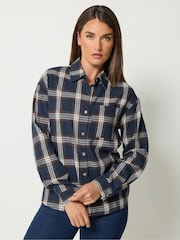 Mavi - Long Tall Sally Check Print Cotton Shirt - 7şəkildən 2 şəkil