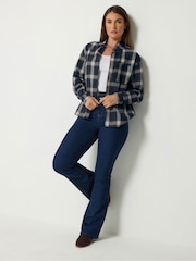 Mavi - Long Tall Sally Check Print Cotton Shirt - 7şəkildən 3 şəkil