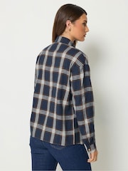 Mavi - Long Tall Sally Check Print Cotton Shirt - 7şəkildən 4 şəkil