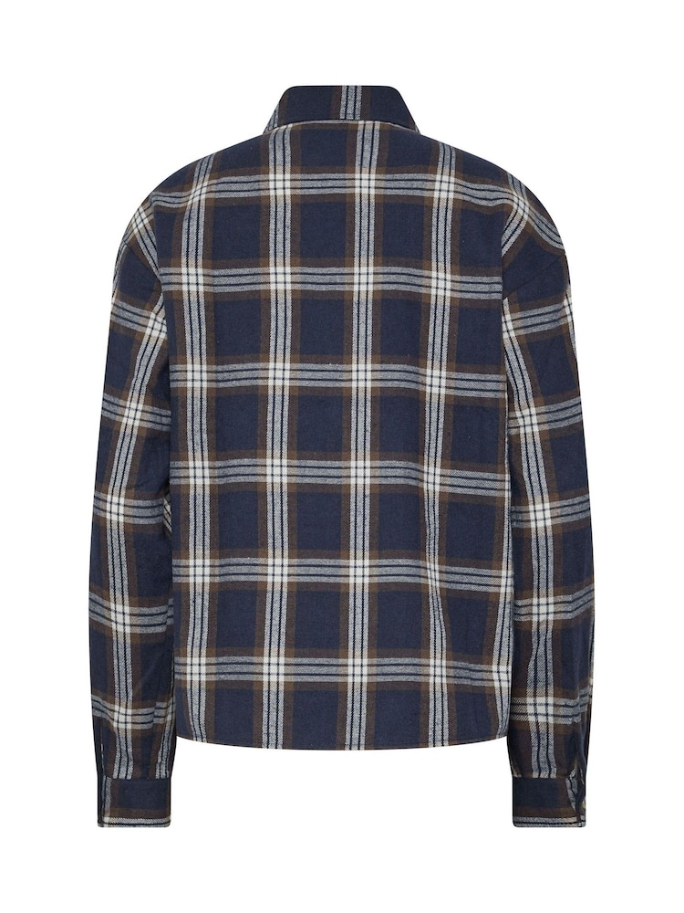 Mavi - Long Tall Sally Check Print Cotton Shirt - 7şəkildən 7 şəkil